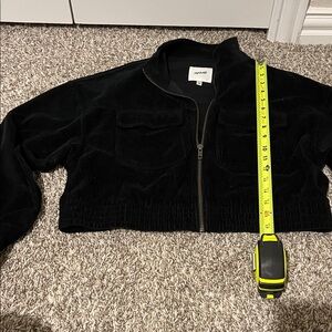 aerie Black Corduroy Cropped Zip-Up Jacket